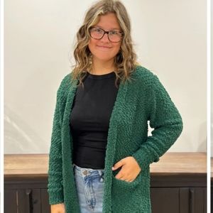 NWOT dark green Zenana popcorn cardigan